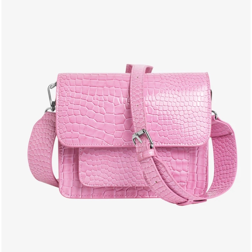 HVISK Pink Faux Croc Crossbody Bag